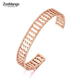 316L Stainless Steel Open Cuff Bangle Rose Plated ZB21111