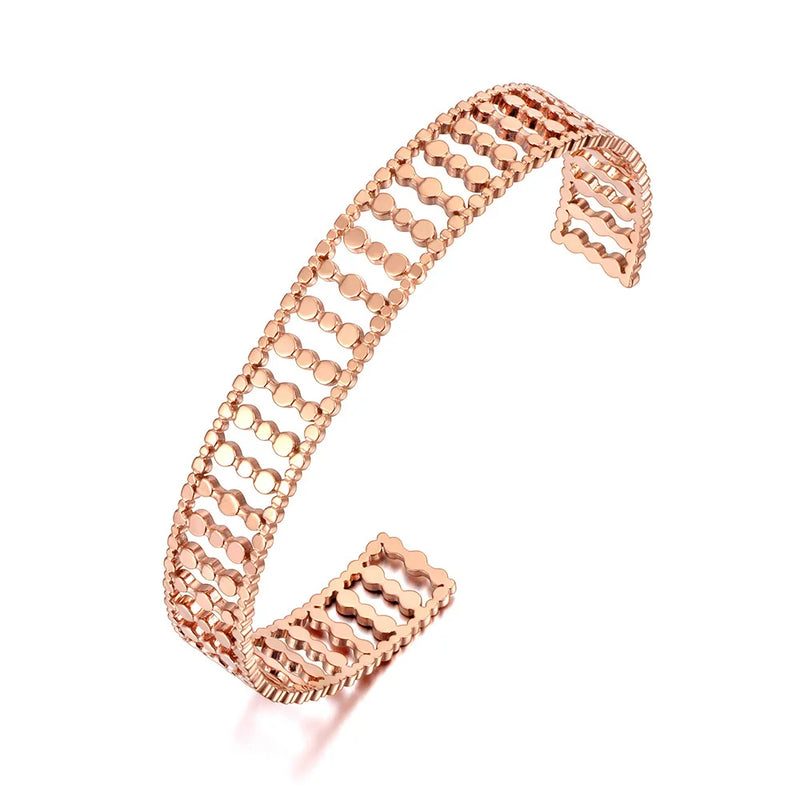 316L Stainless Steel Open Cuff Bangle Rose Plated ZB21111