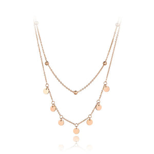 Bohemia Titanium Steel Double Layer Charm Choker Necklace