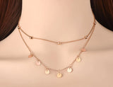 Bohemia Titanium Steel Double Layer Charm Choker Necklace