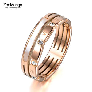 Roman Numeral Ring Women Rose Stainless Steel ZR17161