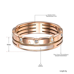Roman Numeral Ring Women Rose Stainless Steel ZR17161