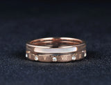 Roman Numeral Ring Women Rose Stainless Steel ZR17161