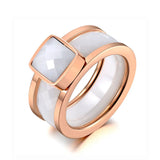 Titanium Stainless Steel White/Black Ceramic Rings for Women Charm Wedding Ring