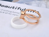 Titanium Stainless Steel White/Black Ceramic Rings for Women Charm Wedding Ring