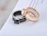 Titanium Stainless Steel White/Black Ceramic Rings for Women Charm Wedding Ring