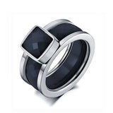 Titanium Stainless Steel White/Black Ceramic Rings for Women Charm Wedding Ring