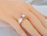 Titanium Stainless Steel White/Black Ceramic Rings for Women Charm Wedding Ring