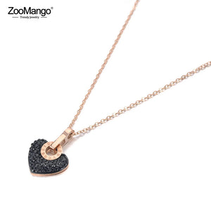 Titanium Steel Heart Charm Necklace For Women ZN19112