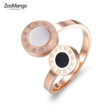 Vintage Shell Rings High Roman Alphabet Stainless Steel Wedding Rings