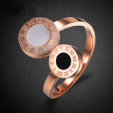 Vintage Shell Rings High Roman Alphabet Stainless Steel Wedding Rings