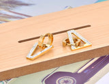 Stainless Steel CZ Crystal Geometric Hoop Earrings