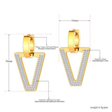 Stainless Steel CZ Crystal Geometric Hoop Earrings