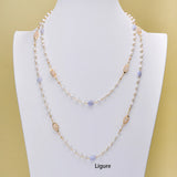 Freshwater Pearl Necklace with Natural Stone 4-4.5mm Sweater Chain