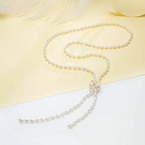 6-7MM Freshwater Pearls Sweater Chain Necklace for Women
