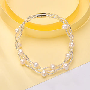 Freshwater Pearl Bracelet Fine Jewelry 5-6mm Bangles Christmas Gift