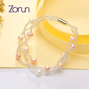 Freshwater Pearl Bracelet Fine Jewelry 5-6mm Bangles Christmas Gift