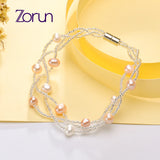Freshwater Pearl Bracelet Fine Jewelry 5-6mm Bangles Christmas Gift