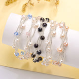 Freshwater Pearl Bracelet Fine Jewelry 5-6mm Bangles Christmas Gift
