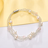 Freshwater Pearl Bracelet Fine Jewelry 5-6mm Bangles Christmas Gift