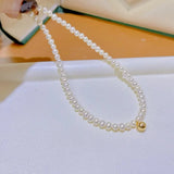 Freshwater Round Pearl Necklace Classic Style Women Jewelry