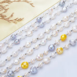 Natural Freshwater Pearl Sweater Chain Necklace 9-10MM Classic Style