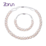 Real Natural Freshwater Pearl White/Gray Sets Fine Jewelry 5-6MM