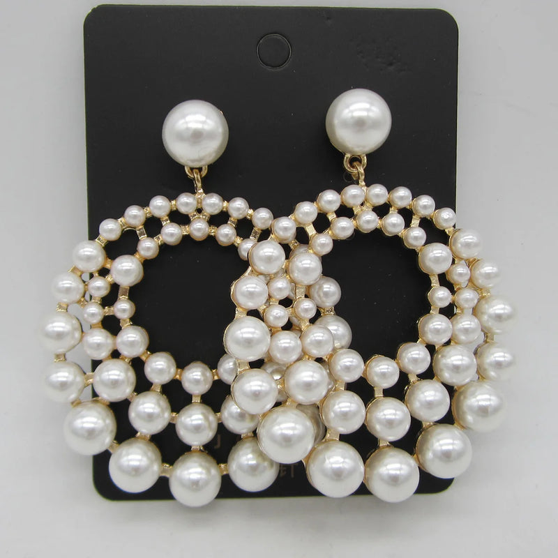 Zouchunfu Large Zinc Alloy Drop Pearl Earrings Bohemian Jewelry