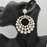 Zouchunfu Large Zinc Alloy Drop Pearl Earrings Bohemian Jewelry
