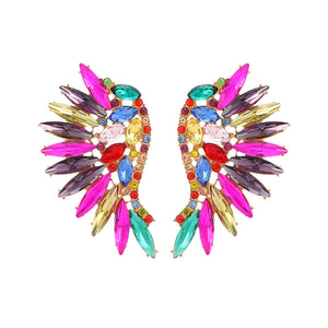 Crystal Wing Stud Earrings Wedding Party Jewelry