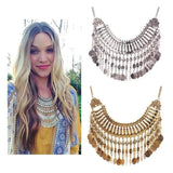 Boho Antique Coin Necklace African Statement Tibetan Tassel Pendant
