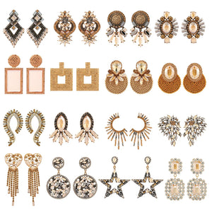 Vintage Champagne Rhinestone Earrings - Europe & America Style