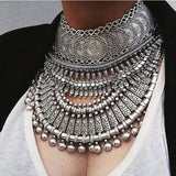 Vintage Crystal Maxi Choker Coin Necklace