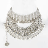 Vintage Crystal Maxi Choker Coin Necklace