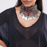 Vintage Crystal Maxi Choker Coin Necklace