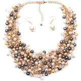 Simulated Pearl Necklace Statement Necklace
