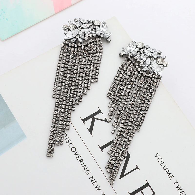 Crystal Vintage Za Style Dangle Tassel Earrings