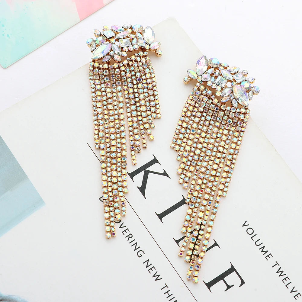 Crystal Vintage Za Style Dangle Tassel Earrings