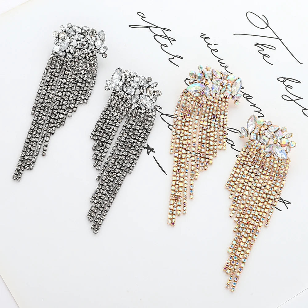 Crystal Vintage Za Style Dangle Tassel Earrings