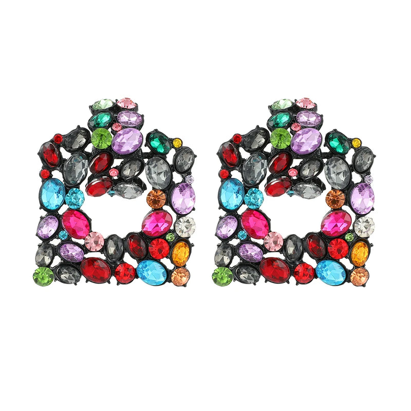 Crystal Geometric Earrings Long Jewelry Brincos Accessories