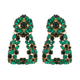 Green Crystal Tassel Earrings Statement Jewelry