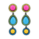 Green Crystal Tassel Earrings Statement Jewelry