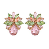 Pink Crystal Earrings Big Round Oval Pendant Party Jewelry