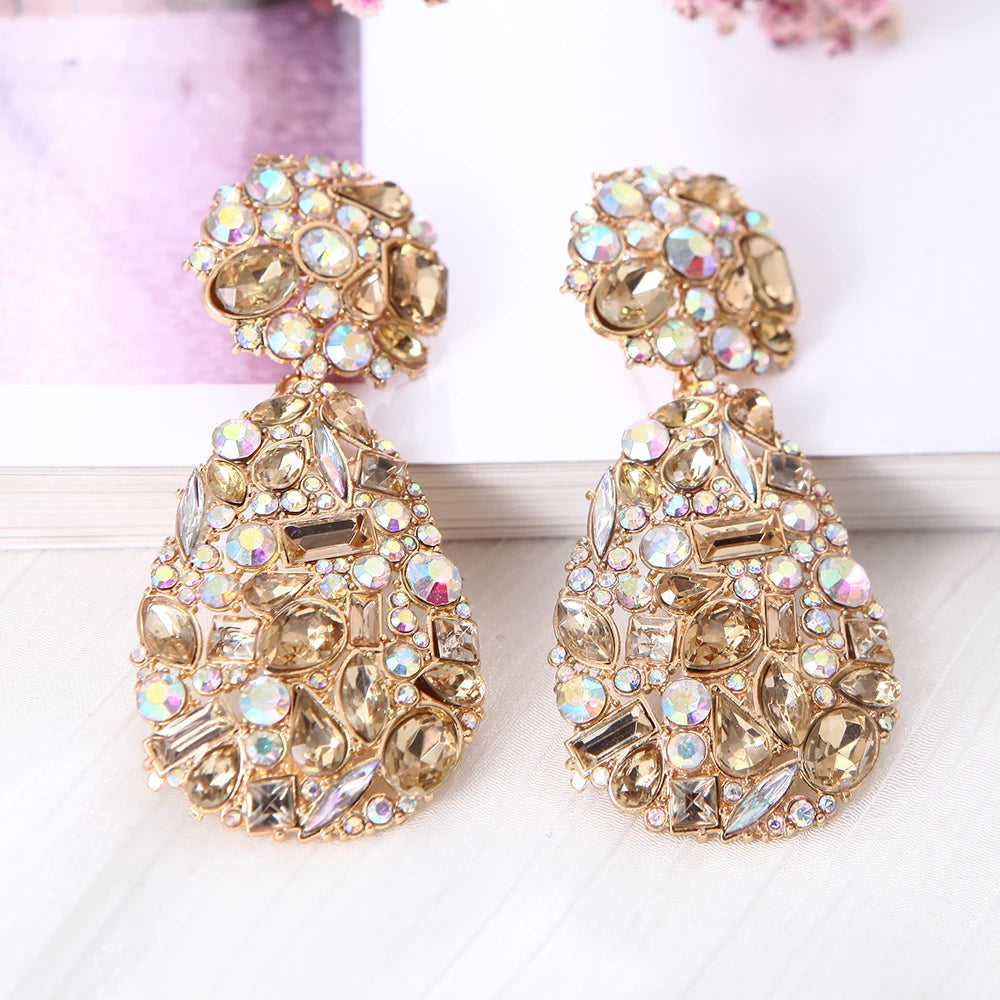 Yellow Beads Tassel Crystal Drop Earrings Vintage Style Jewelry