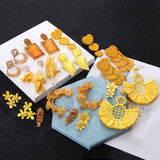 Yellow Beads Tassel Crystal Drop Earrings Vintage Style Jewelry