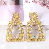 Yellow Beads Tassel Crystal Drop Earrings Vintage Style Jewelry