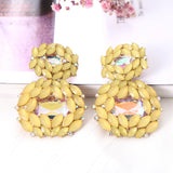 Yellow Beads Tassel Crystal Drop Earrings Vintage Style Jewelry