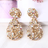 Yellow Beads Tassel Crystal Drop Earrings Vintage Style Jewelry