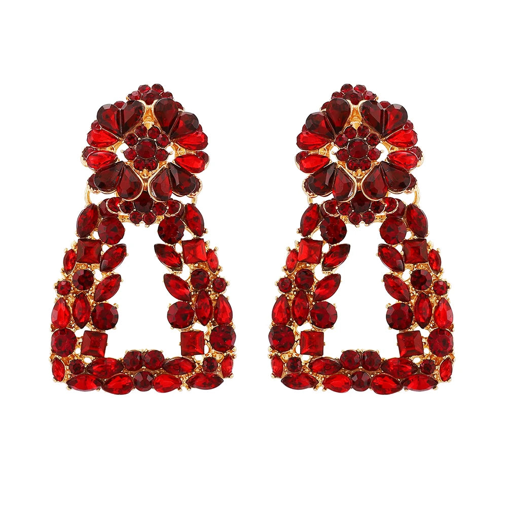 Red Geometric Long Earrings Za Style Christmas