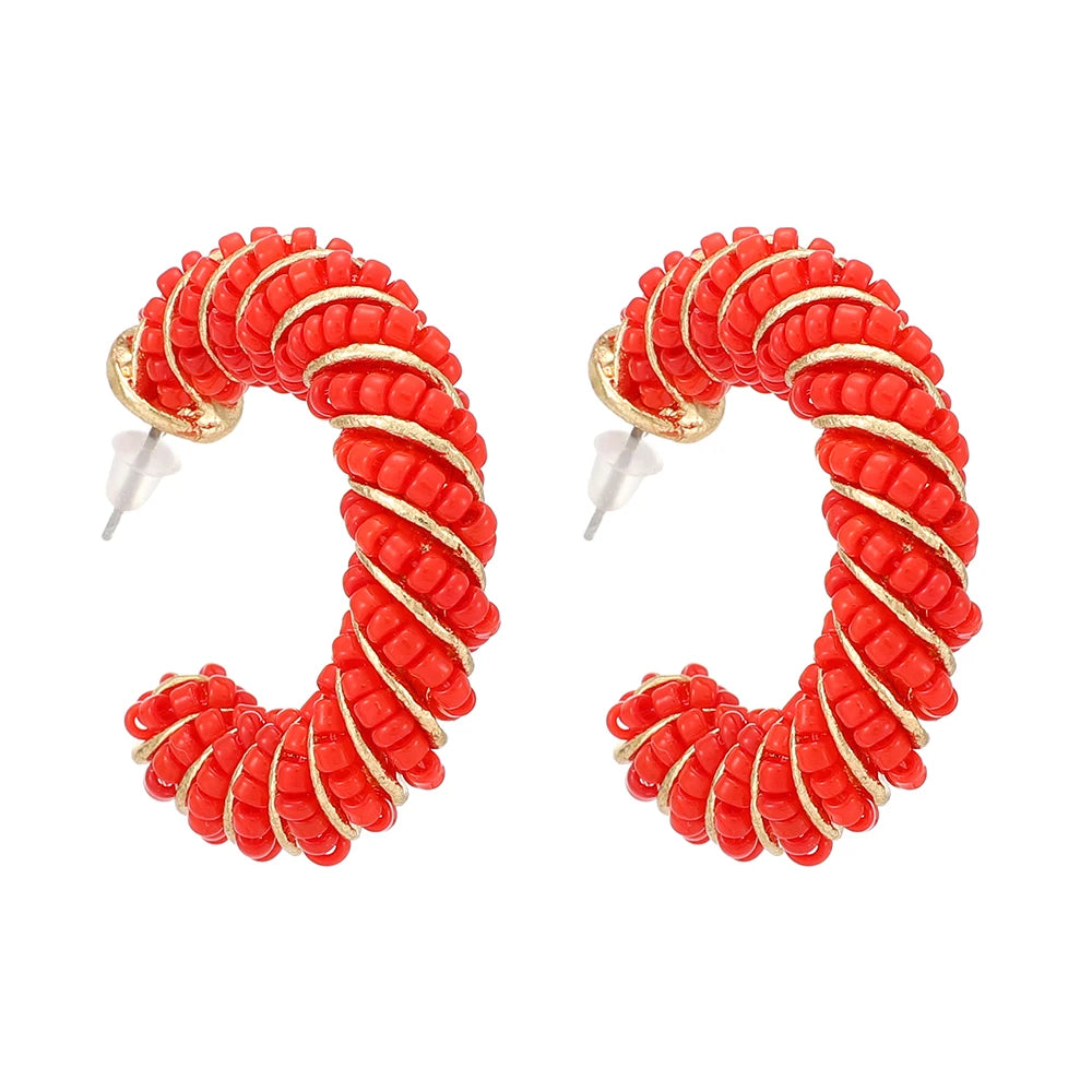 Red Geometric Long Earrings Za Style Christmas